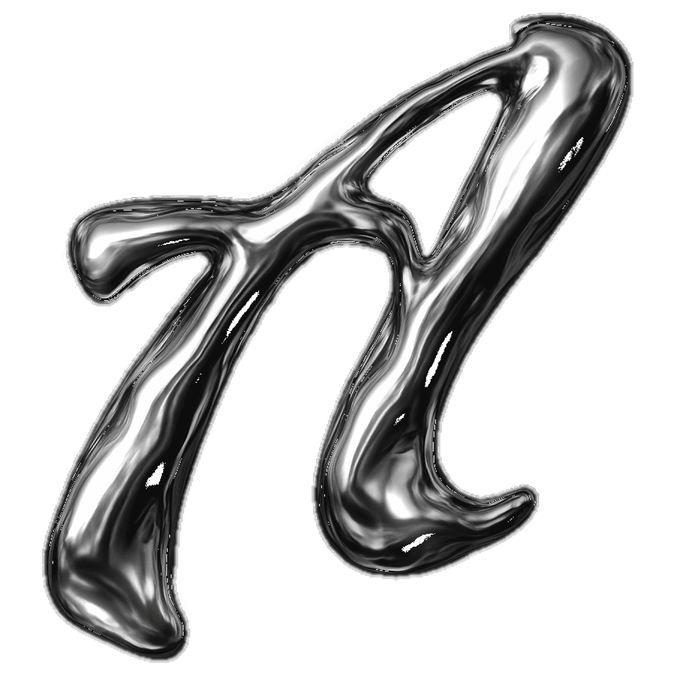 Alphabet A in mercury liquid effect